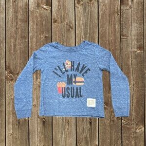 Fun Retro Brand Blue Kids Long Sleeve Shirt Food Focused Size 2T